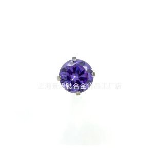 Titanium 16G Inner Thread Lip Ring Colored Zircon Fork CZ Labert Earrings Body Jewelry Piercing for Men Women  JX-5A