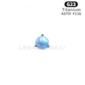 F136 Titanium Heart Opal Internally Threaded High Polish Labret Cartilage Piercing Handmade Earring Cartilage Jewelry JX-p-op26