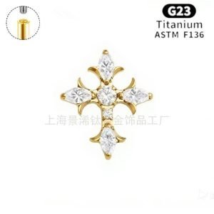 ASTM F136 Titanium Ear Stud Exquisite Earring CZ Paved Threaded Ear Stud Tragus Lip Ring Body Piercing Jewelry JX-18KCNC-14