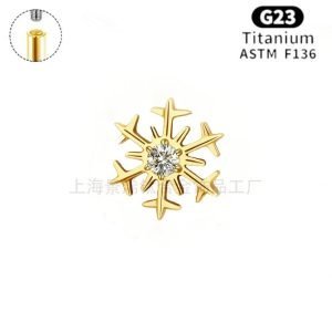 ASTM F136 Titanium 16G Snowflake Flower Conch Helix Tragus Cartilage Stud Earring Monroe Labret Lip Piercing JX-18KCNC-17