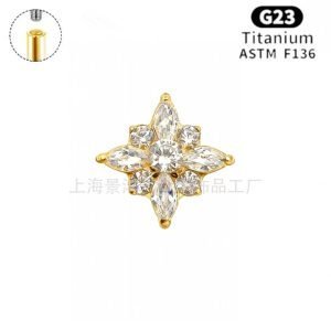 ASTM F136 Titanium Tragus Conch Cartilage Earrings Labret Studs Flat Back Piercing Jewelry for Helix Rook Lobe Internally Threaded  JX-18KCNC-21
