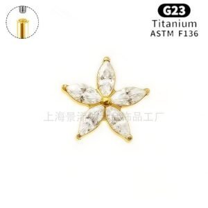 ASTM-F136 Titanium Zircon Piercing De Titanio Tragus Helix Daith Lobe Flat Back Earrings Internal Thread Labret   JX-18KCNC-28