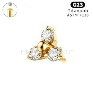 ASTM F136 Titanium 16G Internal Threaded CZ Helix Tragus Labret Stud Piercing Top for Piercing Studio JX-18KCNC-34