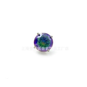 Titanium 16G Inner Thread Lip Ring Colored Zircon Fork CZ Labert Earrings Body Jewelry Piercing for Men Women  JX-5A